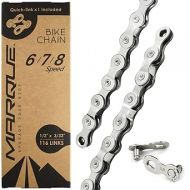 MARQUE 6/7/8 Speed Bike Chain - Bicycle Chain for Road & Mountain Bike, Quick Link Included for Easy Installation, 1/2 x 3/32 inch, 116 Links - MTB Chains Replacement (6/7/8 Speed Chain, 1 Set)