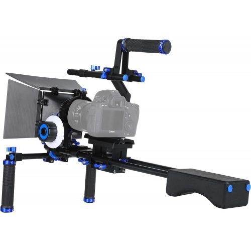  MARSRE DSLR Shoulder Rig Film Movie Video Making System Kit with Follow Focus, Matte Box, Pro C-Shape Cage Mounting Bracket and Top Handle for Canon Nikon Sony and Other DSLR Camer