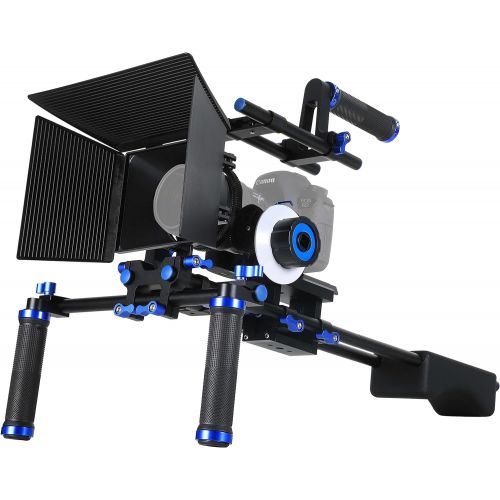  MARSRE DSLR Shoulder Rig Film Movie Video Making System Kit with Follow Focus, Matte Box, Pro C-Shape Cage Mounting Bracket and Top Handle for Canon Nikon Sony and Other DSLR Camer