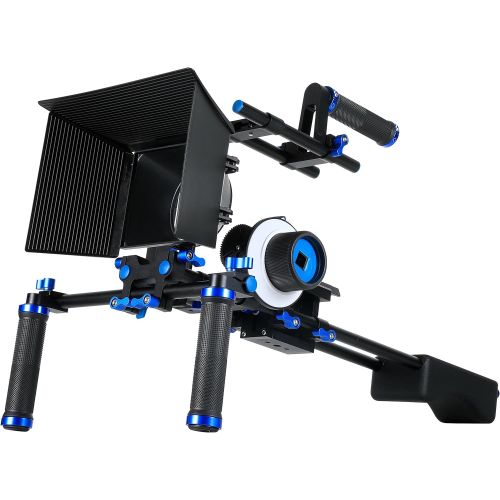  MARSRE DSLR Shoulder Rig Film Movie Video Making System Kit with Follow Focus, Matte Box, Pro C-Shape Cage Mounting Bracket and Top Handle for Canon Nikon Sony and Other DSLR Camer