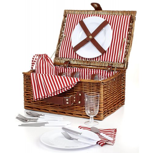  MARTHA STEWART Martha Stewart 26 Piece Wicker Picnic Basket Set Service for 4