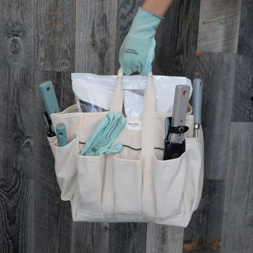  [아마존베스트]Martha Stewart MTS-CNVBG, 6 11-Inch Heavy-Duty Canvas Garden Bag with Interior and Exterior Pockets, with 6-Inch Pockets Inch Pockets