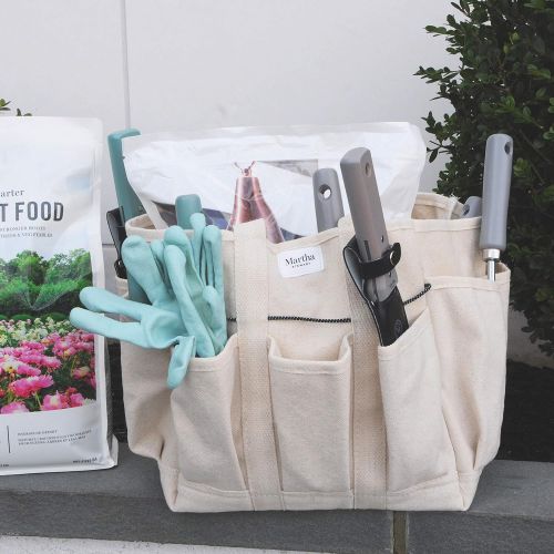  [아마존베스트]Martha Stewart MTS-CNVBG, 6 11-Inch Heavy-Duty Canvas Garden Bag with Interior and Exterior Pockets, with 6-Inch Pockets Inch Pockets