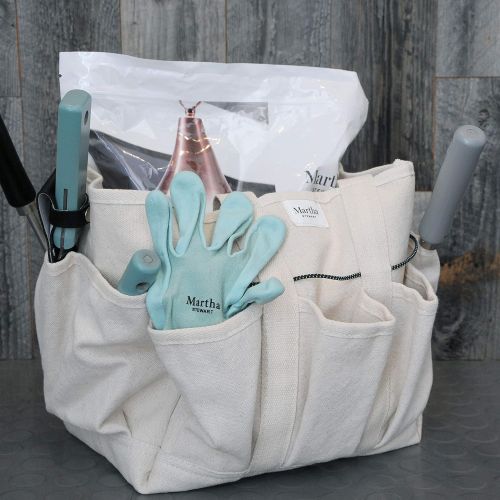  [아마존베스트]Martha Stewart MTS-CNVBG, 6 11-Inch Heavy-Duty Canvas Garden Bag with Interior and Exterior Pockets, with 6-Inch Pockets Inch Pockets