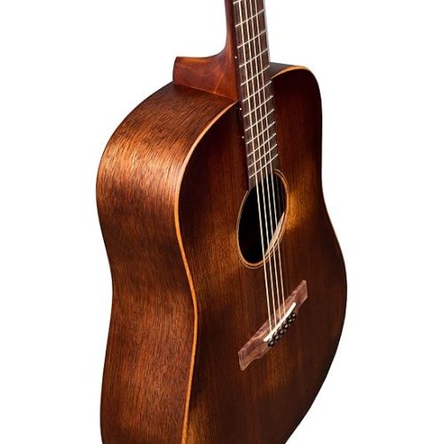  Martin Guitar D-15M StreetMaster with Gig Bag, Acoustic Guitar for the Working Musician, Mahogany Construction, Distressed Satin Finish, D-14 Fret, and Low Oval Neck Shape