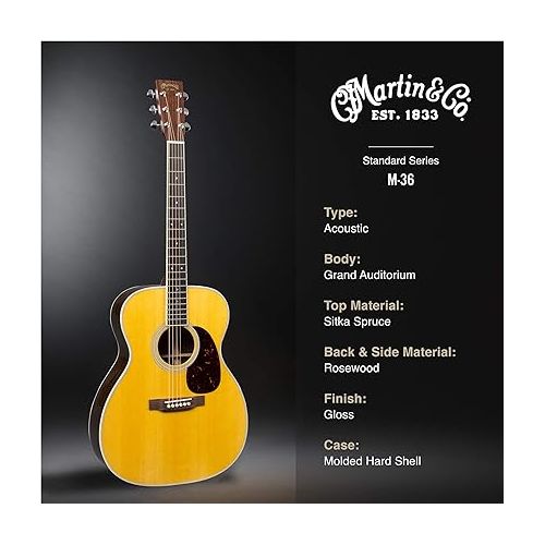  Martin Guitar Standard Series Acoustic Guitars, Hand-Built Martin Guitars with Authentic Wood M-36