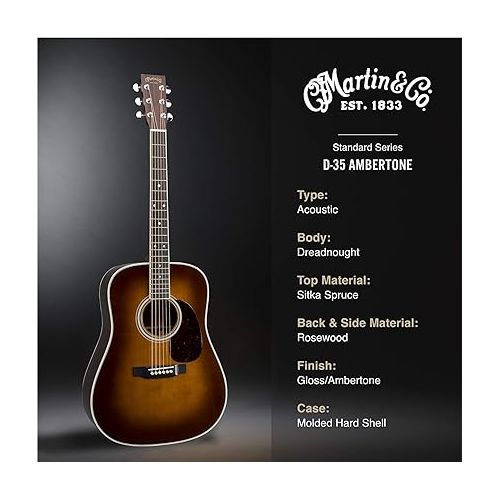  Martin Guitar Standard Series Acoustic Guitars, Hand-Built Martin Guitars with Authentic Wood D-35