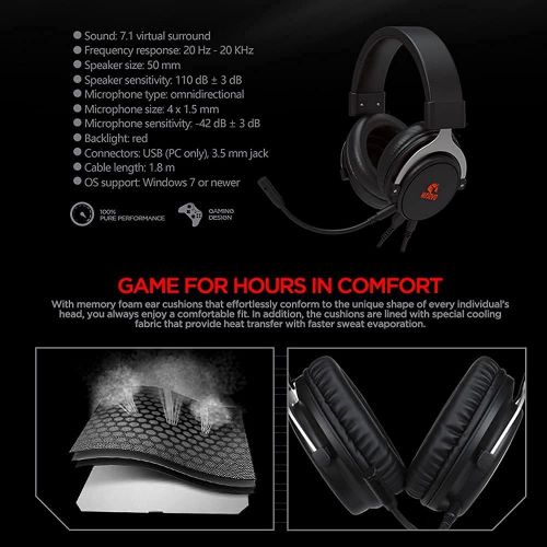  7.1 Surround Sound Gaming Headset, MARVO Wireless Gaming Headset for PS4 with Microphone, Audifonos Gamer, Noise Cancelling, Detachable Microphone with Voice Changing Function, USB