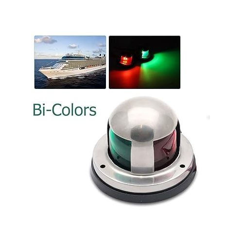  MASO Boat Signal Lighting, 2 IN 1 Green&Red Stainless Steel Marine Yacht Bow Navigation LED Light pack of 1