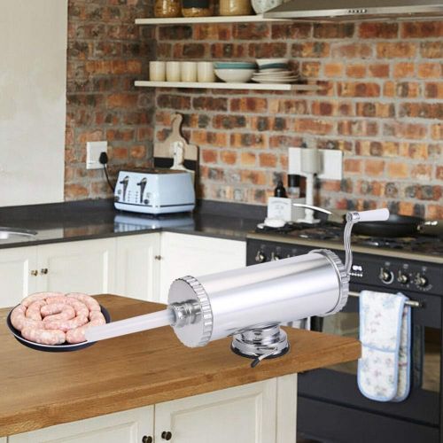  [아마존베스트]MASTER FENG Sausage Filler, Horizontal Kitchen Aluminium Sausage Filling Machine with Suction Base Packed 4 Size Professional Filling Nozzles for Homemade Sausages