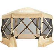 MASTERCANOPY Escape Shelter, 6-Sided Canopy Portable Pop up Canopy Durable Screen Tent Bug and Rain Protection (6-8 Person),Beige