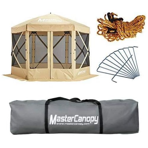  MASTERCANOPY Escape Shelter, 6-Sided Canopy Portable Pop up Canopy Durable Screen Tent Bug and Rain Protection (6-8 Person),Beige