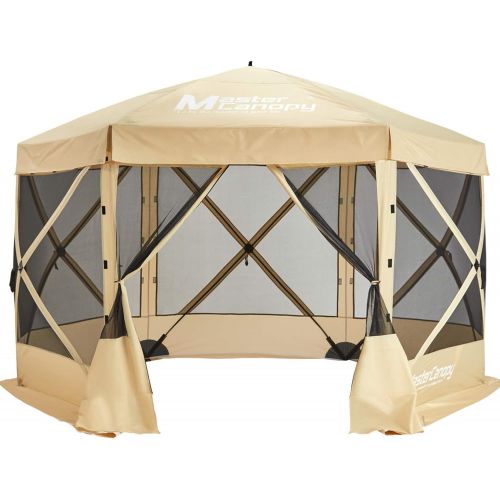 MASTERCANOPY Escape Shelter, 6-Sided Canopy Portable Pop up Canopy Durable Screen Tent Bug and Rain Protection (6-8 Person),Beige