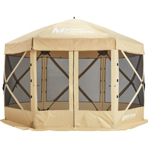  MASTERCANOPY Escape Shelter, 6-Sided Canopy Portable Pop up Canopy Durable Screen Tent Bug and Rain Protection (6-8 Person),Beige