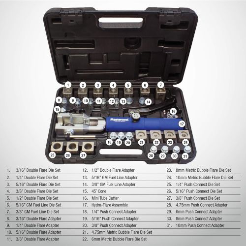  MASTERCOOL 72475-PRC Blue and Silver Universal Hydraulic Flaring Tool Set with Tube Cutter