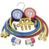 MASTERCOOL 84772G Brass R134A 2 Way Manifold Gauge Set with 72in. Hoses