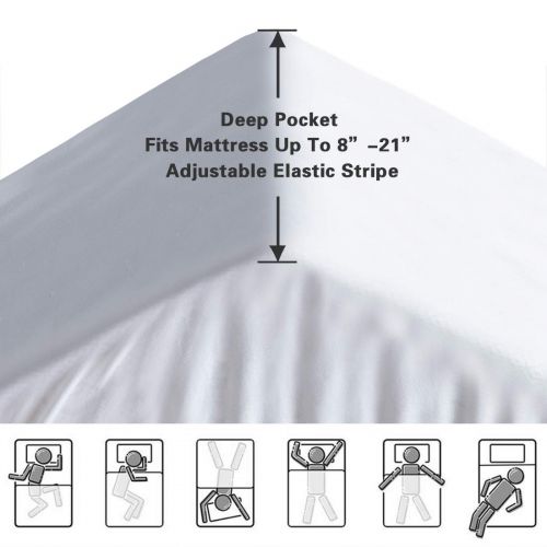  MASVIS Queen Mattress Pad Cover 8-21”Deep Pocket - Overfilled Mattress Topper Cotton Top Pillow Top with Snow Down Alternative Cooling