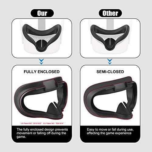  [아마존베스트]MASiKEN VR Face Silicone Cover Mask & Face Pad Compatible for Oculus Quest 2 Face Cushion Cover Sweatproof (Black)