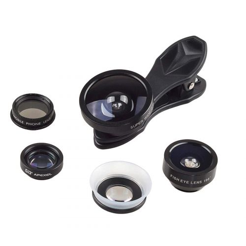  MATCHANT 4 in 1 Cell Phone Camera Lens Kit 1224x Macro&Wide Angle Eyefish CPL Lens and Telephoto Lens for Most Smartphones