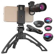 MATCHANT 4in1 Phone External Camera Lens Kit 18x Telephoto Lens+Fisheye+Wide Angle/Macro Lens with Tripod for iPhone Samsung Sony Most Smartphones