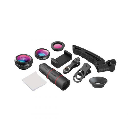  MATCHANT 4in1 Phone External Camera Lens Kit 18x Telephoto Lens+Fisheye+Wide AngleMacro Lens with Tripod for iPhone Samsung Sony Most Smartphones