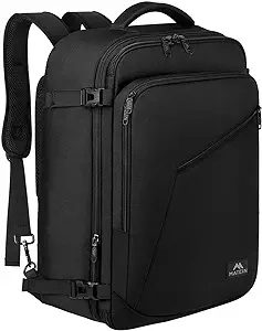 MATEIN Mens Travel Backpack, 27L Lightweight Carry on Backpack for Women, Expandable Business Backpacks, Waterproof Hiking Backpack for Outdoor Sports Rucksack Casual Daypack, Travel Essential, Black