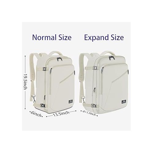  MATEIN Large Travel Backpack Women, Lightweight Carry on Backpack & Hidden Shoulder Straps, Waterproof Anti-Theft Backpacks for Flight, Expandable Hiking Weekend Backpacks, Travelling Gifts, Beige