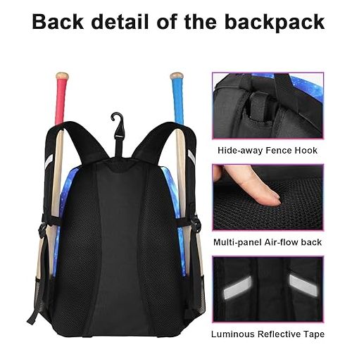  MATEIN Softball Bag, Lightweight Baseball Bat Backpack with Shoe Compartment, Baseball Bag with Fence Hook for TBall Bat & Equipment, Softball Gift Catchers Bags for Women Fit Batting Glove, Helmet