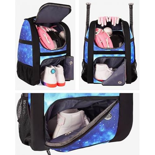  MATEIN Softball Bag, Lightweight Baseball Bat Backpack with Shoe Compartment, Baseball Bag with Fence Hook for TBall Bat & Equipment, Softball Gift Catchers Bags for Women Fit Batting Glove, Helmet