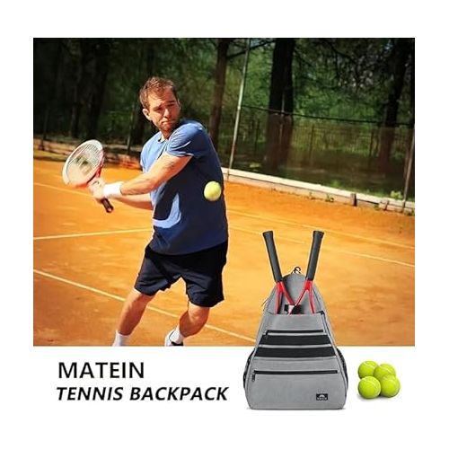  MATEIN Tennis Bag Tennis Racket Bags, Large Tennis Backpack for Men & Women with Shoe Compartment Hold 2 Rackets, Pickleball Paddles, Badminton Racquet, Balls Accessories, Waterproof Tennis Gifts Bag