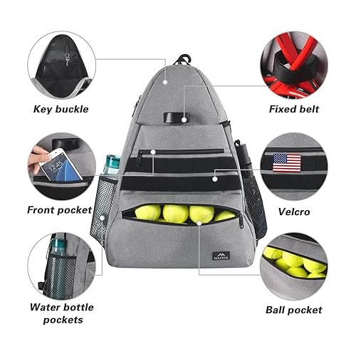  MATEIN Tennis Bag Tennis Racket Bags, Large Tennis Backpack for Men & Women with Shoe Compartment Hold 2 Rackets, Pickleball Paddles, Badminton Racquet, Balls Accessories, Waterproof Tennis Gifts Bag