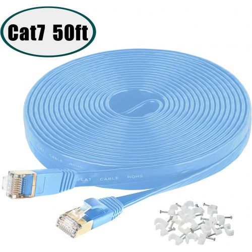  [아마존 핫딜]  [아마존핫딜]MATEIN Cable Ethernet Cat7, 50 pies de alta velocidad 10 Gigabit apantallado plano