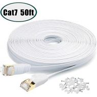 [아마존 핫딜]  [아마존핫딜]MATEIN Cat7 Flat Ethernet Cable, 50 Ft 10 Gigabit High Speed Solid Computer Network Cord with Snagless Rj45 Connectors for Xbox,PS4,Modem,Router,Networking Switch Faster Than Cat5e Cat5 C