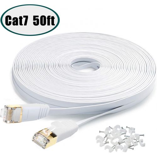  [아마존 핫딜]  [아마존핫딜]MATEIN Cat7 Flat Ethernet Cable, 50 Ft 10 Gigabit High Speed Solid Computer Network Cord with Snagless Rj45 Connectors for Xbox,PS4,Modem,Router,Networking Switch Faster Than Cat5e Cat5 C