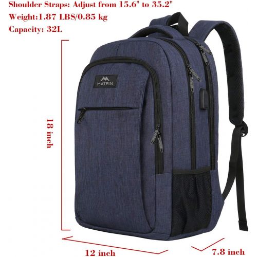  [아마존 핫딜]  [아마존핫딜]MATEIN Laptop Backpack with USB Charging Port,Slim Travel Backpack with Laptop Compartment for Men and Women,Water Resistant College School BookBag Computer Bag for Girls and Boys Fits 15