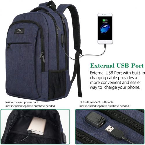  [아마존 핫딜]  [아마존핫딜]MATEIN Laptop Backpack with USB Charging Port,Slim Travel Backpack with Laptop Compartment for Men and Women,Water Resistant College School BookBag Computer Bag for Girls and Boys Fits 15