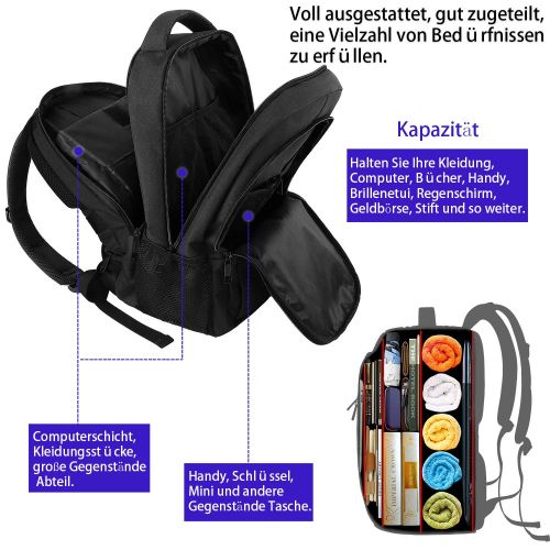  [아마존 핫딜]  [아마존핫딜]Matein Rucksack Damen,Laptop Rucksack Business Notebook Tasche Multifunktion Grosser Schulrucksack Daypack Wasserdicht mit USB Ladeanschluss fuer Herren Manner Schueler Jungen Teenager 15,6