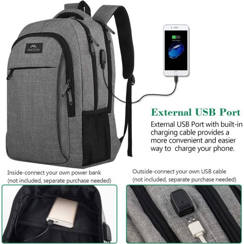  [아마존베스트]Matein Travel Laptop Backpack, Business Anti Theft Slim Durable Laptops Backpack with USB Charging Port, Water Resistant College School Computer Bag Gifts for Men & Women Fits 15.6