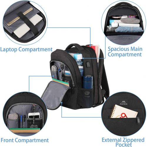  [아마존베스트]MATEIN Travel Backpack, Expandable Laptop Backpack for Men Women with USB Charging Port, Large Water Resistant Business Computer Bag Gifts Anti Theft School Bookbag Fits 15.6 Inch Noteboo