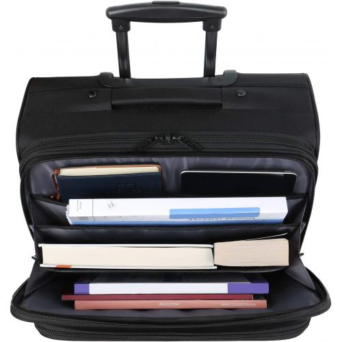  [아마존베스트]Rolling Laptop Bag, MATEIN Rolling Briefcase for Business Travel, Fits 17 inch Notebook, Carry-on Luggage Attache Case Waterproof Rolling Work Bag for Men and Women, Black