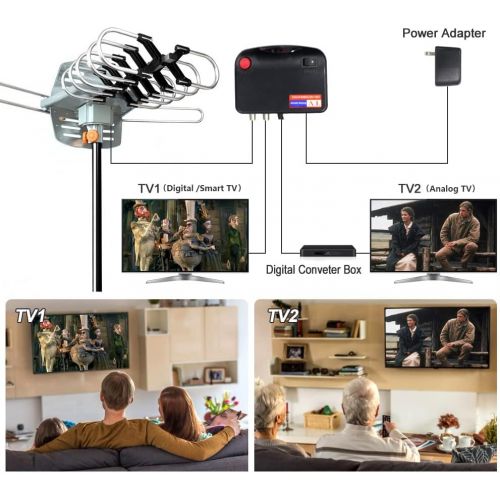  [아마존베스트]MATIS TV Antenna-Outdoor Digital Amplified HDTV Antenna -150 Miles Long Range Support 2 TVs-UHF/VHF/1080P/4K,with Wireless Remote Control & 33 Coax Cable