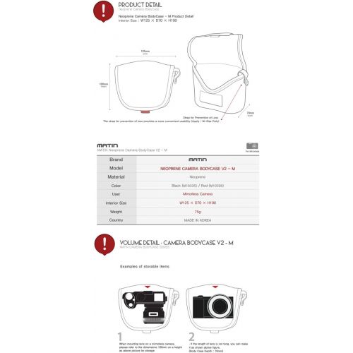  MATIN Neoprene DSLR SLR RF Mirrorless Camera Soft Pouch Bag Body Case V2 (Medium/Black)
