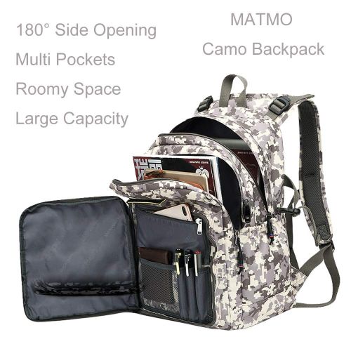  MATMO Camouflage Backpack for Kids Boys Girls Camo Backpack Casual Daypack (Gray Camouflage)