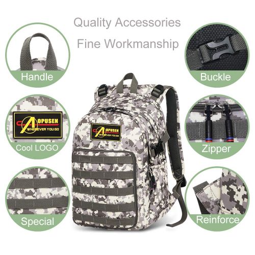  MATMO Camouflage Backpack for Kids Boys Girls Camo Backpack Casual Daypack (Gray Camouflage)