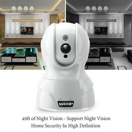  Baby Monitor Wireless Security Camera - MATOP 1080P HD Cloud Home Security Camera IP Camera Pan/Tilt/Zoom WiFi/Ethernet 2 Way Audio with Motion Detection Night Vision for Baby/Elde