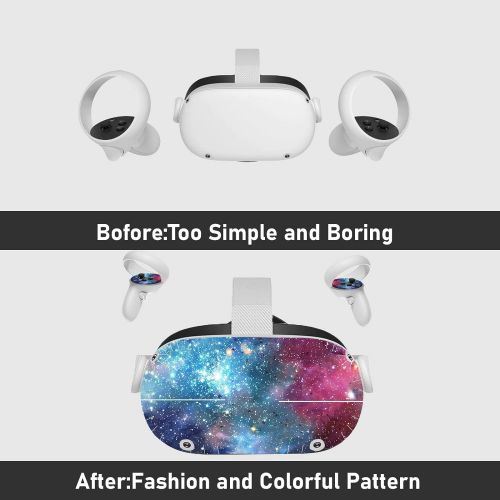  [아마존베스트]MATTAY Oculus Quest 2 VR Headset and Controller Sticker, Vinyl Decal Skin for VR Headset and Controller, Virtual Reality Protective Accessories - Starry Galaxy