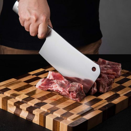  MATTSTONE HILL SINCE 1979 Cleaver Knife, MATTSTONE HILL 7 Inch Meat Cleaver, Heavy Duty Bone Chopper, 7Cr17Mov Carbon Steel Bone Cleaver, Butcher Knife