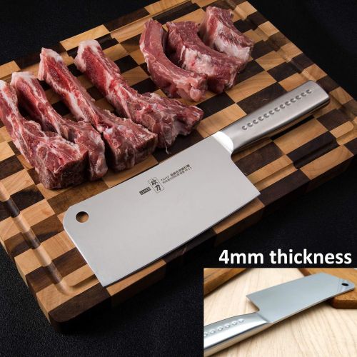  MATTSTONE HILL SINCE 1979 Cleaver Knife, MATTSTONE HILL 7 Inch Meat Cleaver, Heavy Duty Bone Chopper, 7Cr17Mov Carbon Steel Bone Cleaver, Butcher Knife