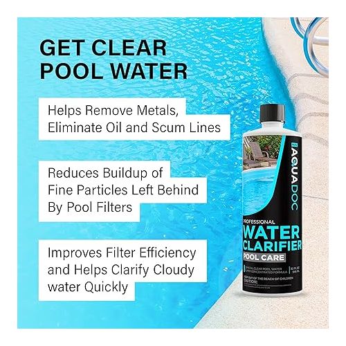  Pool Clarifier Liquid for Fast Acting Cloudy Water Treatment, Swimming Pool Water Clarifier Pool Owners Love, Use Our Clarifier to Keep Your Pool Clear | AquaDoc 32oz