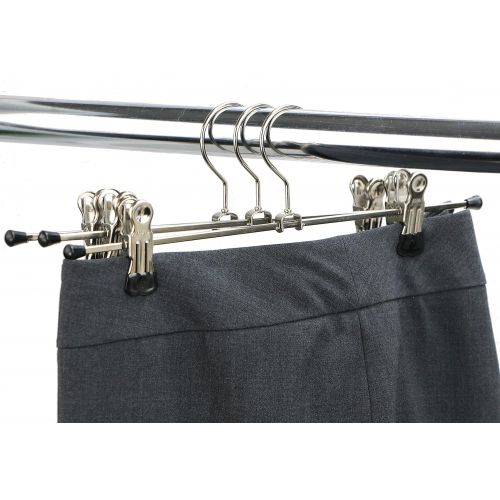  MAWA Mawa by Reston Lloyd Space-Saving Clothes Hanger for Pants and Skirts with Two Non-Slip Clips, Style K/30D, 12-Inch, Set of 12, Black